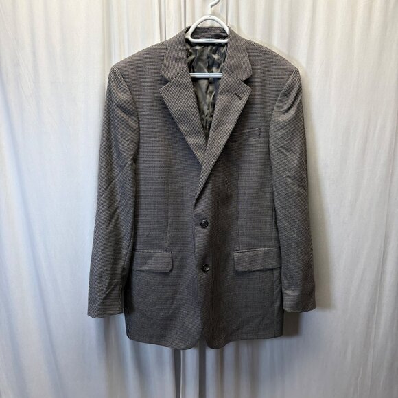 JoS A Bank Signature Mens Suit Jacket Sz 42L Wool Gray Charcoal Check Sport Coat - Picture 1 of 8